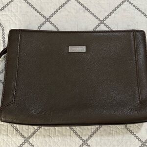 GUC Burberry Dark Brown Leather Clutch-very clean inside.